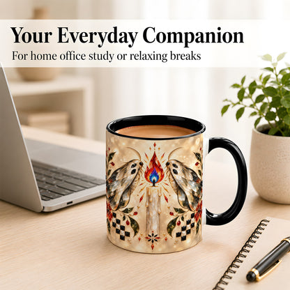 #pl[11oz|Black] Crystal Moth Candle Coffee Mug, Gothic Moth Mug, Ceramic Cup