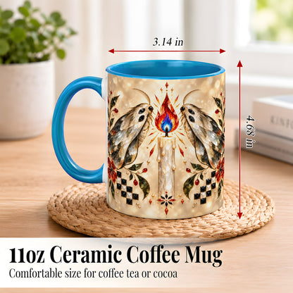 #pl[11oz|Blue] Crystal Moth Candle Coffee Mug, Gothic Moth Mug, Ceramic Cup