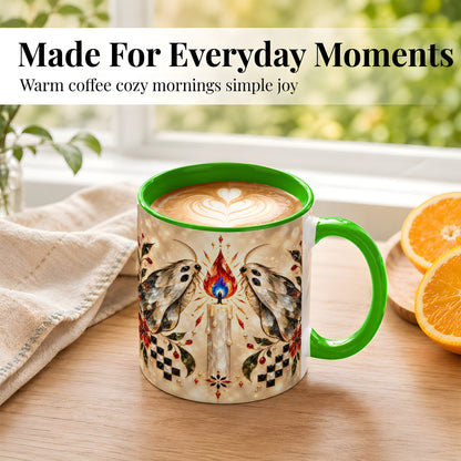 #pl[11oz|Green] Crystal Moth Candle Coffee Mug, Gothic Moth Mug, Ceramic Cup
