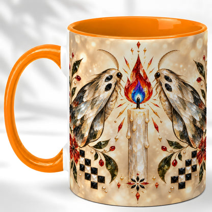 #pl[11oz|Orange] Crystal Moth Candle Coffee Mug, Gothic Moth Mug, Ceramic Cup