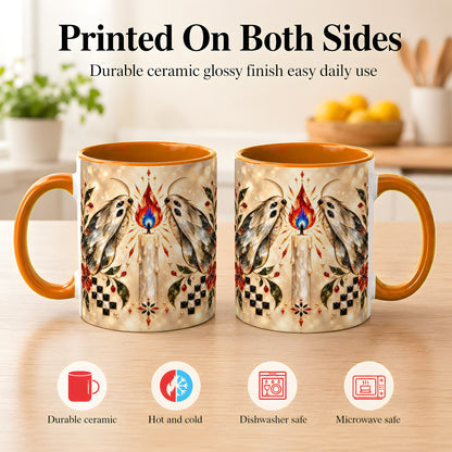 #pl[11oz|Orange] Crystal Moth Candle Coffee Mug, Gothic Moth Mug, Ceramic Cup