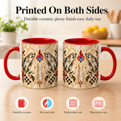 #pl[11oz|Red] Crystal Moth Candle Coffee Mug, Gothic Moth Mug, Ceramic Cup