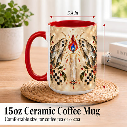 #pl[15oz|Red] Crystal Moth Candle Coffee Mug, Gothic Moth Mug, Ceramic Cup