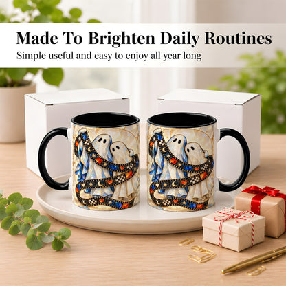 #pl[11oz|Black] Gemstone Ghost Film Coffee Mug, Spooky Cinema Mug, Ceramic Cup