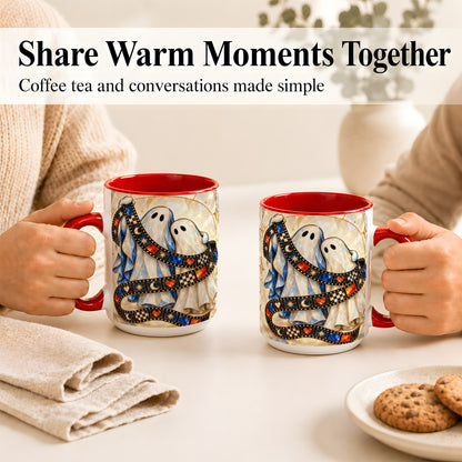 #pl[15oz|Red] Gemstone Ghost Film Coffee Mug, Spooky Cinema Mug, Ceramic Cup