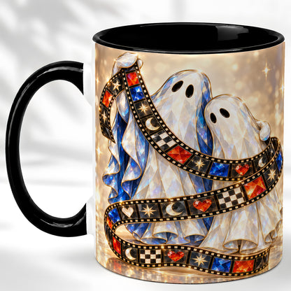 #pl[11oz|Black] Glowing Ghost Film Coffee Mug, Spooky Movie Mug, Ceramic Cup