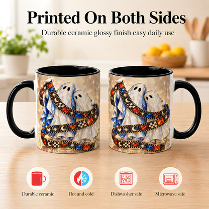 #pl[11oz|Black] Glowing Ghost Film Coffee Mug, Spooky Movie Mug, Ceramic Cup