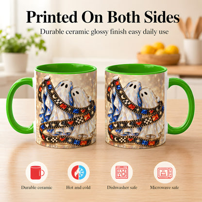 #pl[11oz|Green] Glowing Ghost Film Coffee Mug, Spooky Movie Mug, Ceramic Cup