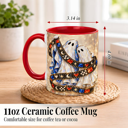 #pl[11oz|Red] Glowing Ghost Film Coffee Mug, Spooky Movie Mug, Ceramic Cup