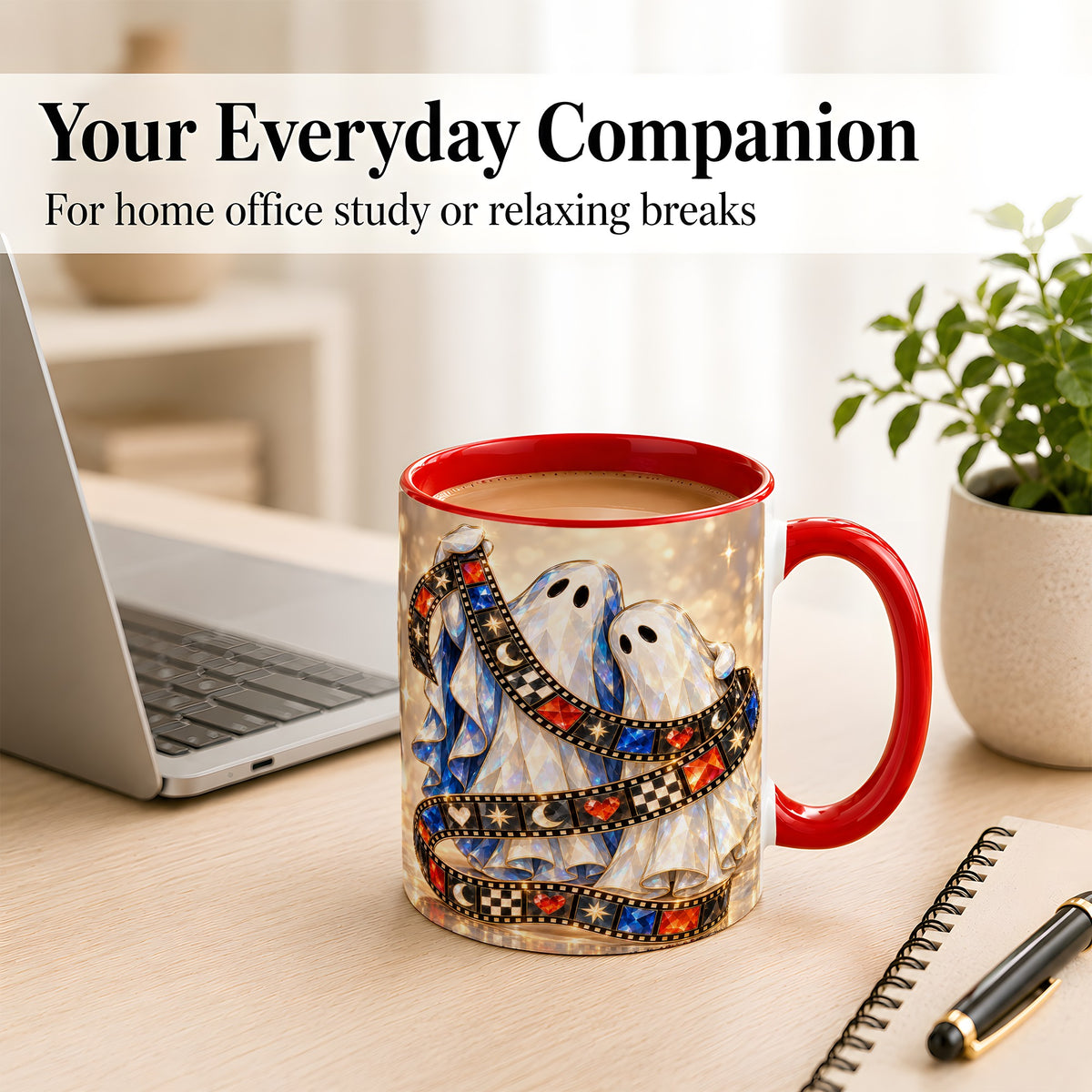 #pl[11oz|Red] Glowing Ghost Film Coffee Mug, Spooky Movie Mug, Ceramic Cup