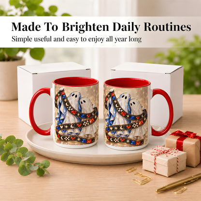 #pl[15oz|Red] Glowing Ghost Film Coffee Mug, Spooky Movie Mug, Ceramic Cup