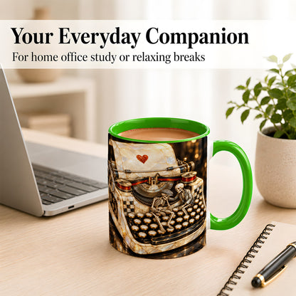 #pl[11oz|Green] Pearlescent Typewriter Coffee Mug, Skeleton Couple Mug, Ceramic Cup