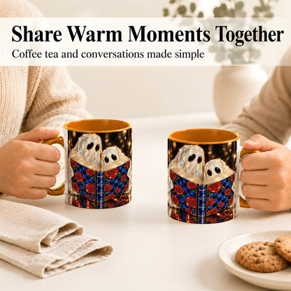 #pl[11oz|Orange] Jewel Ghost Readers Coffee Mug, Rose Book Mug, Ceramic Cup