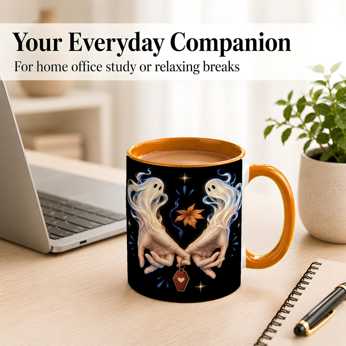 #pl[11oz|Orange] Ghost Hands Coffee Mug, Autumn Spirit Mug, Ceramic Cup