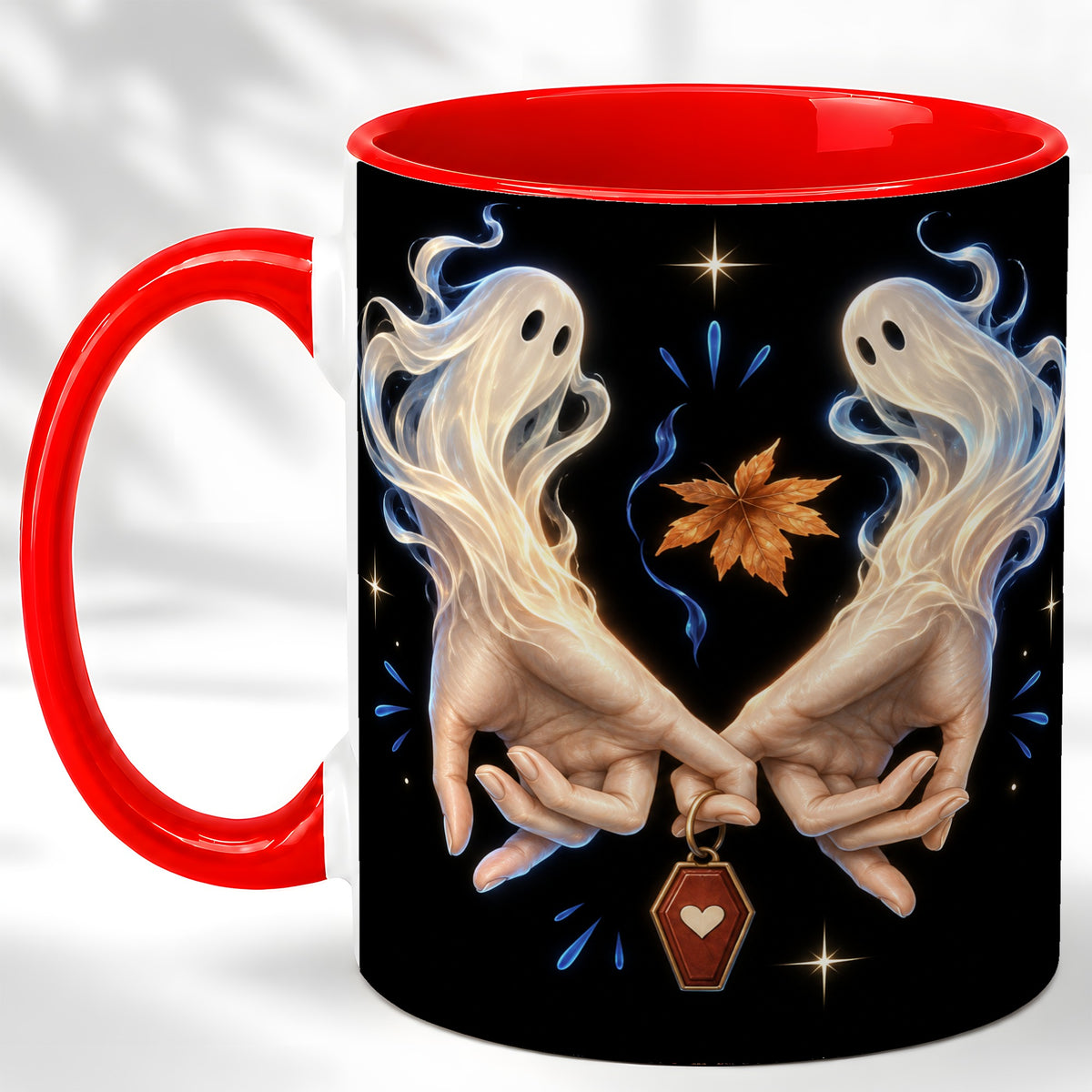 Ghost Hands Coffee Mug, Autumn Spirit Mug, Ceramic Cup