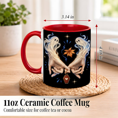 #pl[11oz|Red] Ghost Hands Coffee Mug, Autumn Spirit Mug, Ceramic Cup