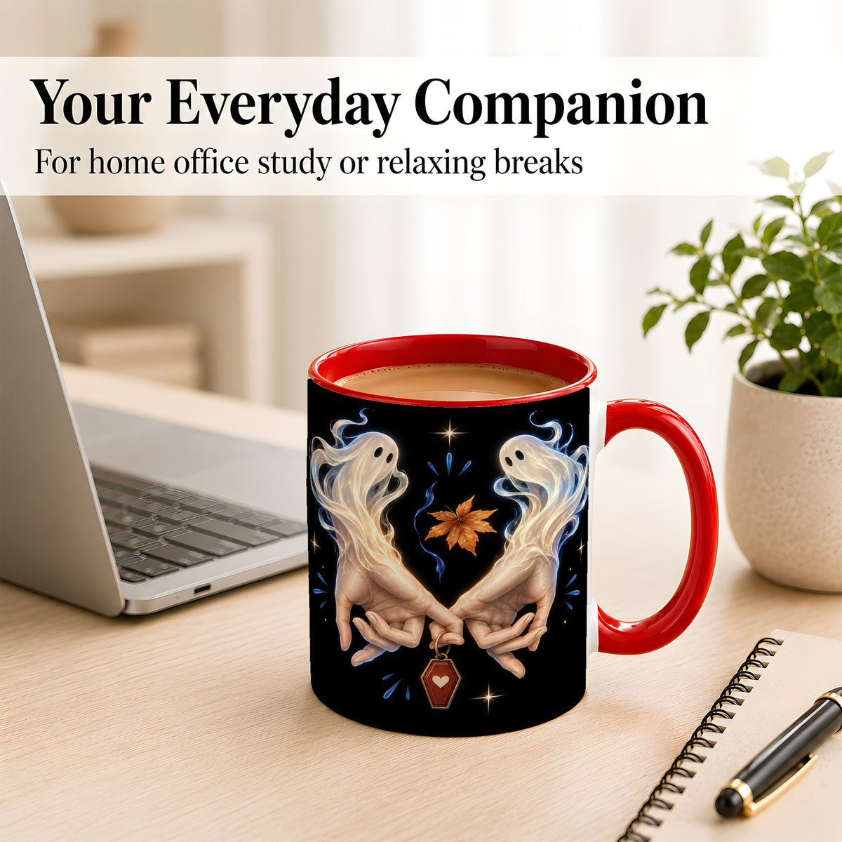 #pl[11oz|Red] Ghost Hands Coffee Mug, Autumn Spirit Mug, Ceramic Cup
