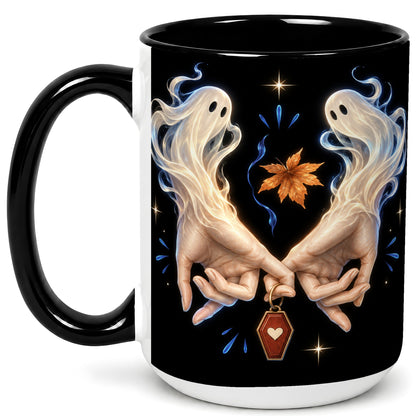 #pl[15oz|Black] Ghost Hands Coffee Mug, Autumn Spirit Mug, Ceramic Cup