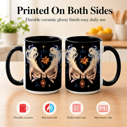 #pl[15oz|Black] Ghost Hands Coffee Mug, Autumn Spirit Mug, Ceramic Cup