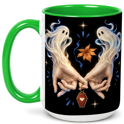 #pl[15oz|Green] Ghost Hands Coffee Mug, Autumn Spirit Mug, Ceramic Cup