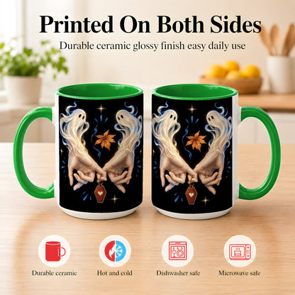 #pl[15oz|Green] Ghost Hands Coffee Mug, Autumn Spirit Mug, Ceramic Cup