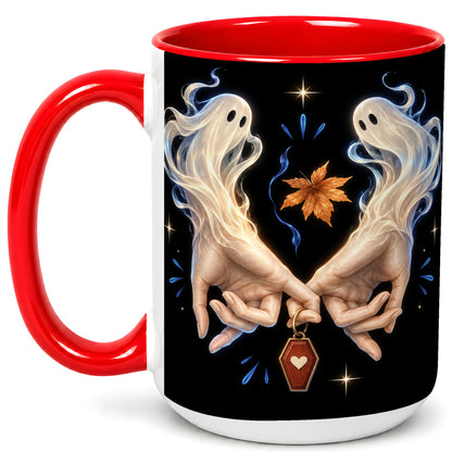 #pl[15oz|Red] Ghost Hands Coffee Mug, Autumn Spirit Mug, Ceramic Cup
