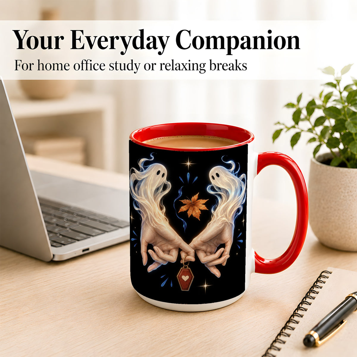 #pl[15oz|Red] Ghost Hands Coffee Mug, Autumn Spirit Mug, Ceramic Cup