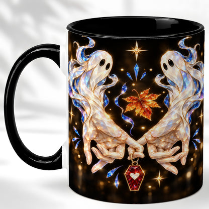#pl[11oz|Black] Crystal Ghost Coffee Mug, Spooky Spirit Mug, Ceramic Cup