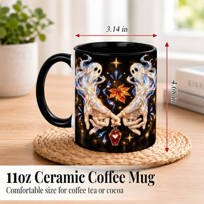#pl[11oz|Black] Crystal Ghost Coffee Mug, Spooky Spirit Mug, Ceramic Cup