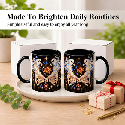 #pl[11oz|Black] Crystal Ghost Coffee Mug, Spooky Spirit Mug, Ceramic Cup