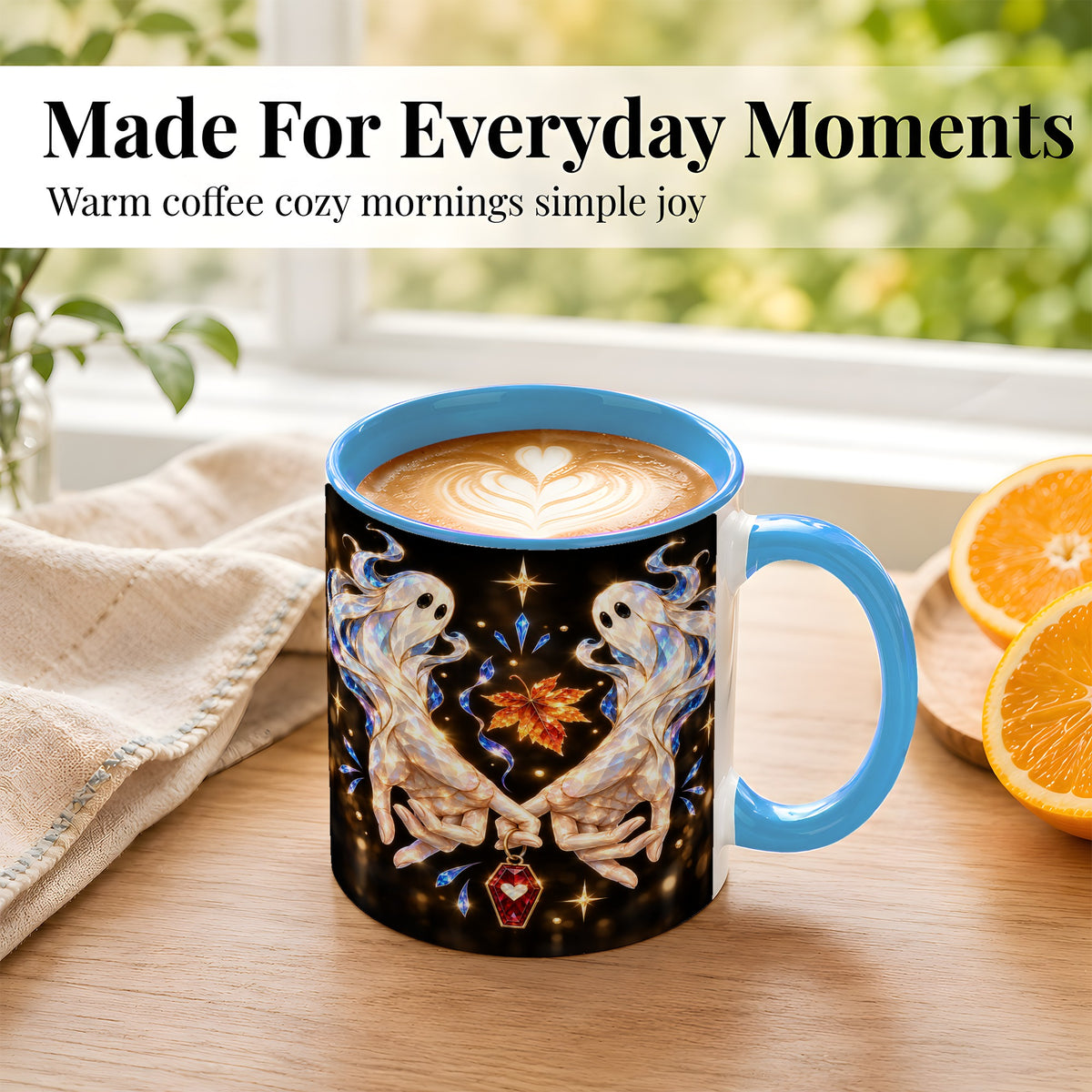 #pl[11oz|Blue] Crystal Ghost Coffee Mug, Spooky Spirit Mug, Ceramic Cup