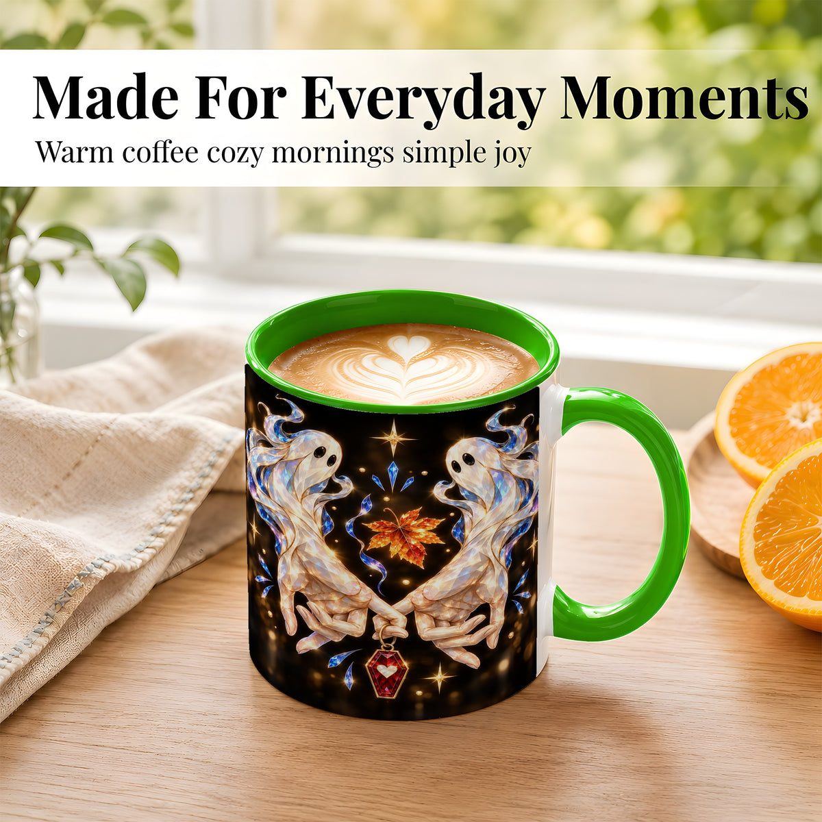 #pl[11oz|Green] Crystal Ghost Coffee Mug, Spooky Spirit Mug, Ceramic Cup
