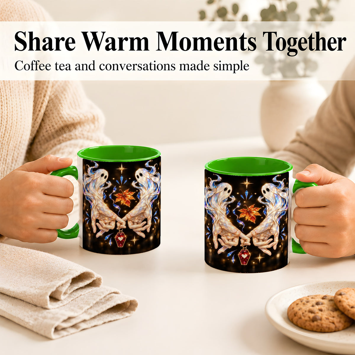 #pl[11oz|Green] Crystal Ghost Coffee Mug, Spooky Spirit Mug, Ceramic Cup