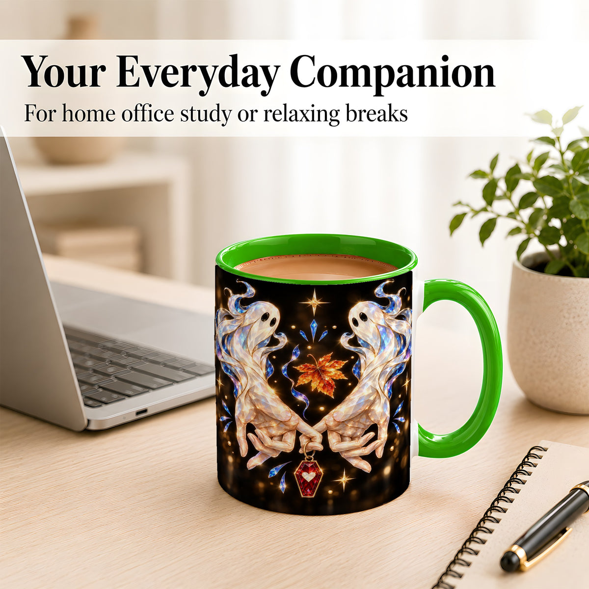 #pl[11oz|Green] Crystal Ghost Coffee Mug, Spooky Spirit Mug, Ceramic Cup