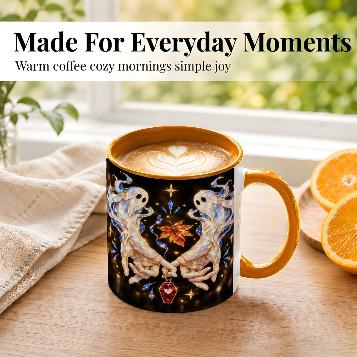 #pl[11oz|Orange] Crystal Ghost Coffee Mug, Spooky Spirit Mug, Ceramic Cup