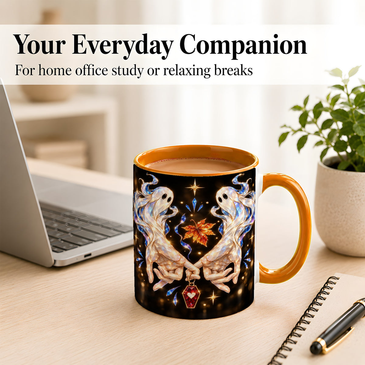 #pl[11oz|Orange] Crystal Ghost Coffee Mug, Spooky Spirit Mug, Ceramic Cup