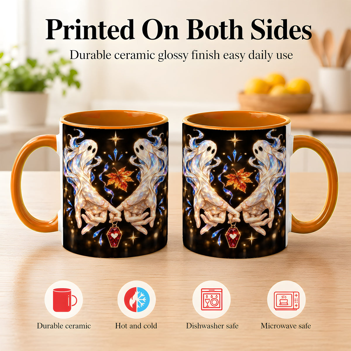 #pl[11oz|Orange] Crystal Ghost Coffee Mug, Spooky Spirit Mug, Ceramic Cup