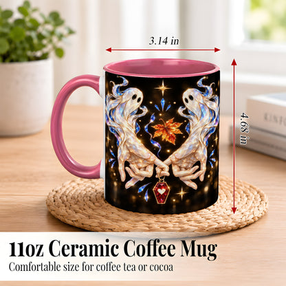 #pl[11oz|Pink] Crystal Ghost Coffee Mug, Spooky Spirit Mug, Ceramic Cup