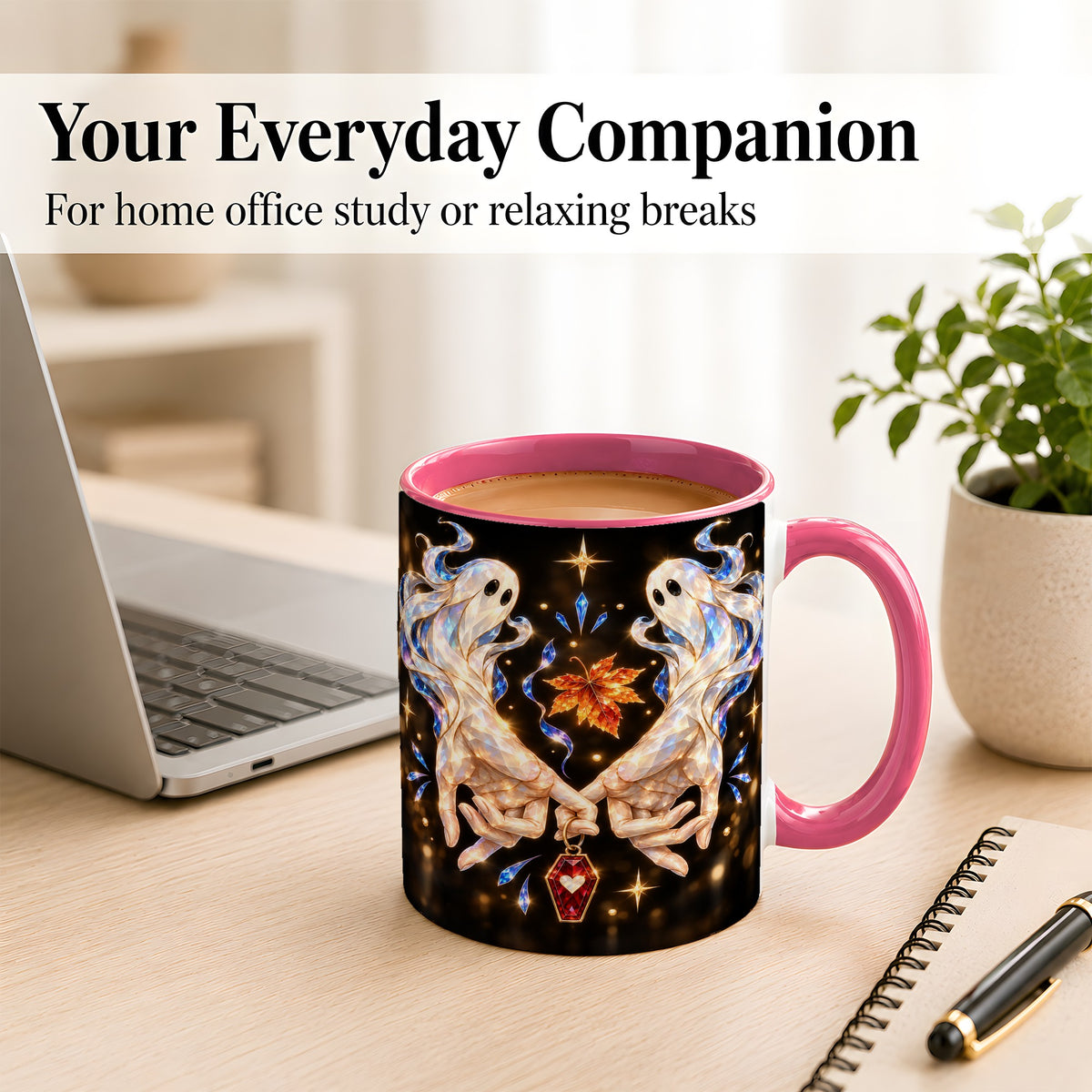 #pl[11oz|Pink] Crystal Ghost Coffee Mug, Spooky Spirit Mug, Ceramic Cup