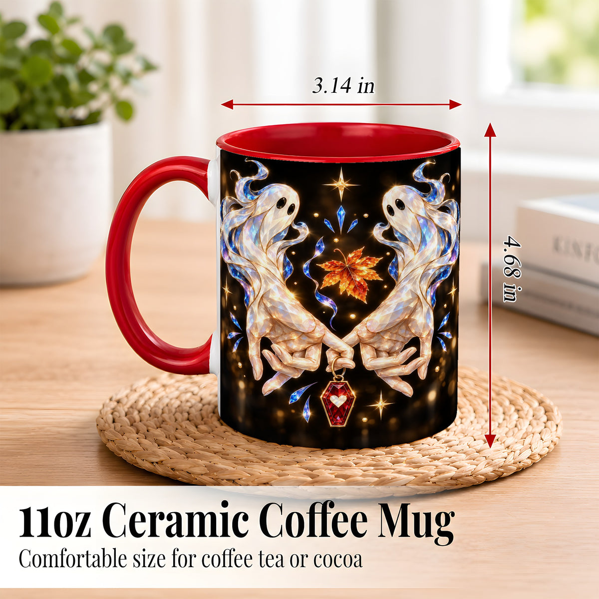 #pl[11oz|Red] Crystal Ghost Coffee Mug, Spooky Spirit Mug, Ceramic Cup