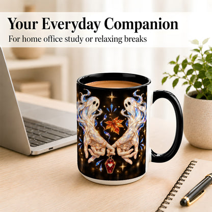 #pl[15oz|Black] Crystal Ghost Coffee Mug, Spooky Spirit Mug, Ceramic Cup