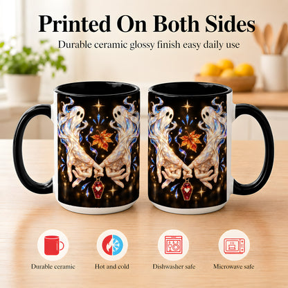 #pl[15oz|Black] Crystal Ghost Coffee Mug, Spooky Spirit Mug, Ceramic Cup
