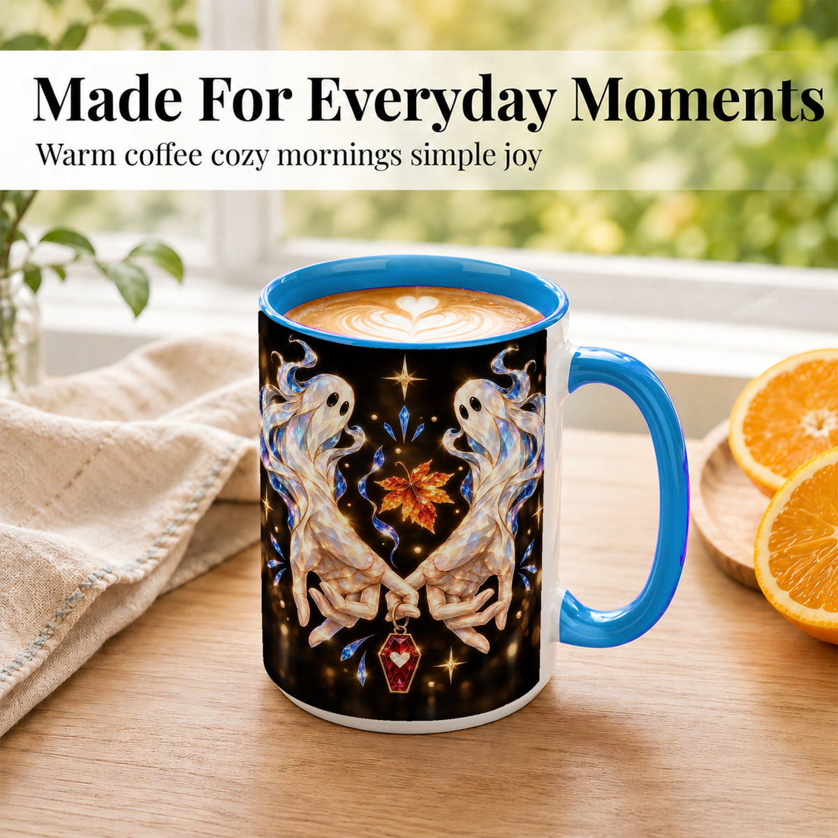 #pl[15oz|Blue] Crystal Ghost Coffee Mug, Spooky Spirit Mug, Ceramic Cup