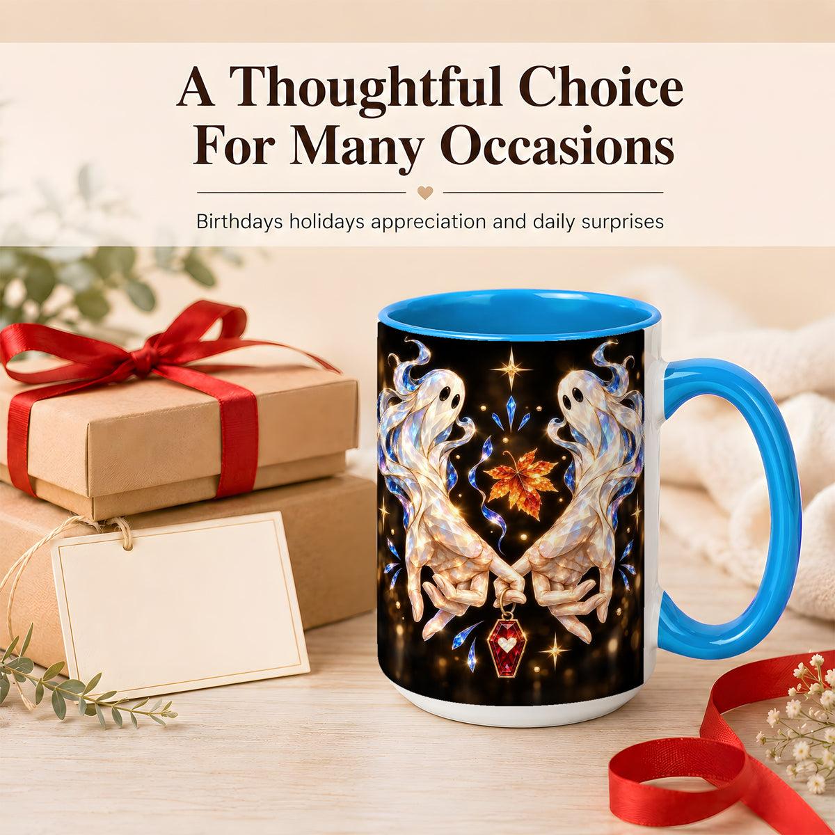 #pl[15oz|Blue] Crystal Ghost Coffee Mug, Spooky Spirit Mug, Ceramic Cup