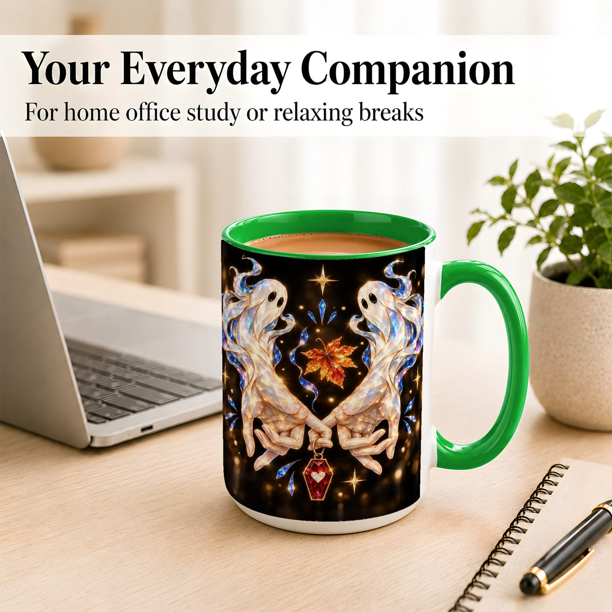#pl[15oz|Green] Crystal Ghost Coffee Mug, Spooky Spirit Mug, Ceramic Cup