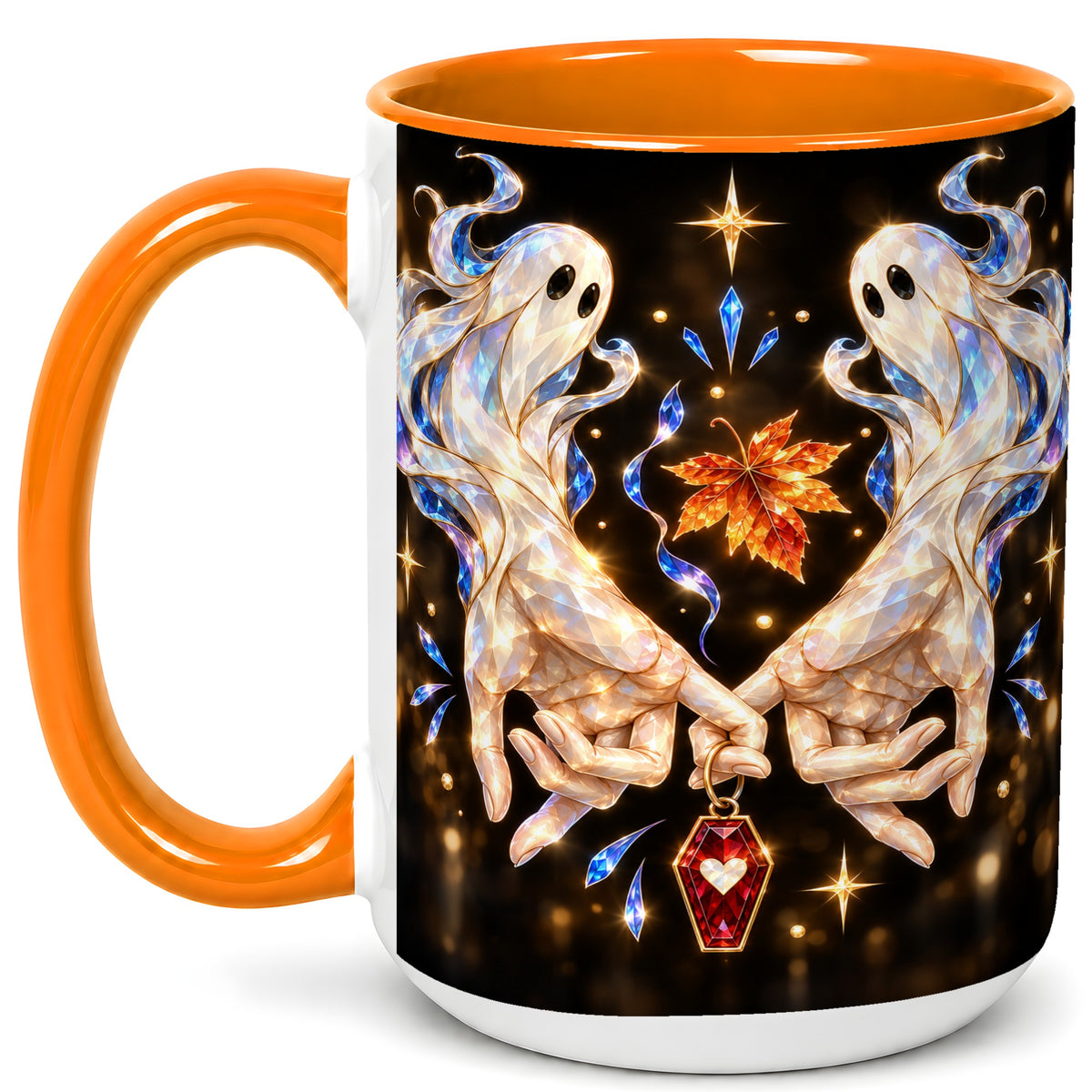 #pl[15oz|Orange] Crystal Ghost Coffee Mug, Spooky Spirit Mug, Ceramic Cup