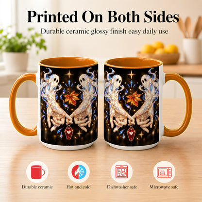 #pl[15oz|Orange] Crystal Ghost Coffee Mug, Spooky Spirit Mug, Ceramic Cup