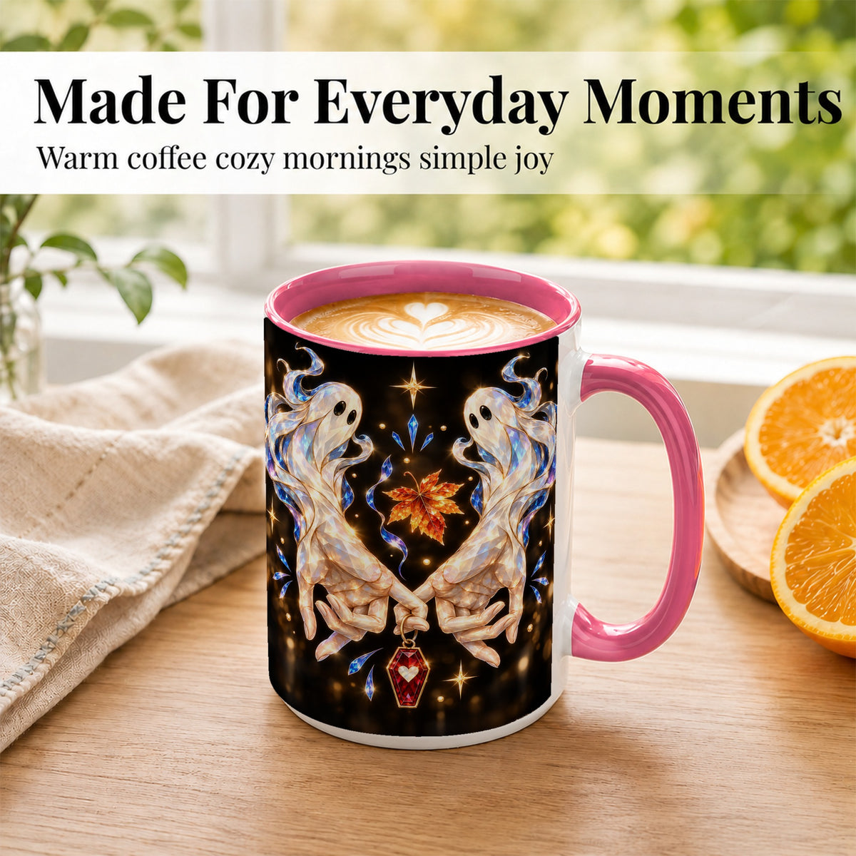 #pl[15oz|Pink] Crystal Ghost Coffee Mug, Spooky Spirit Mug, Ceramic Cup