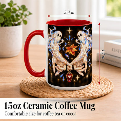 #pl[15oz|Red] Crystal Ghost Coffee Mug, Spooky Spirit Mug, Ceramic Cup