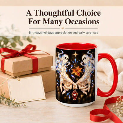 #pl[15oz|Red] Crystal Ghost Coffee Mug, Spooky Spirit Mug, Ceramic Cup